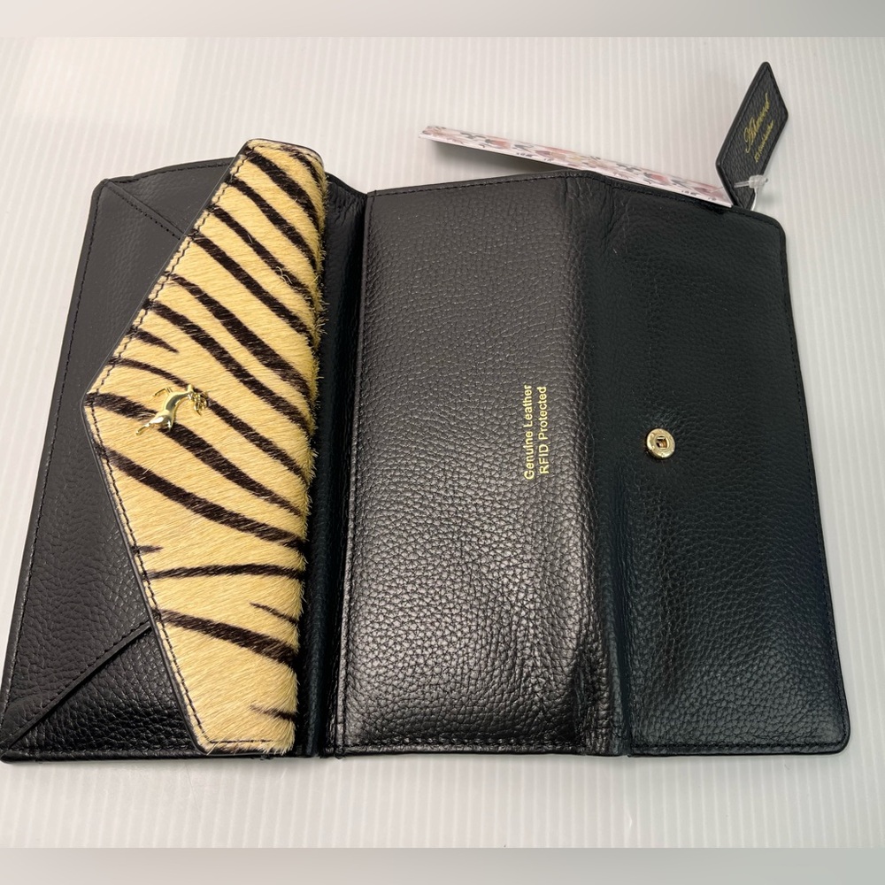 Ashwood Leather UK Genuine Pebble Leather Trifold Envelope Wallet wHaircalf flap - Picture 14 of 16